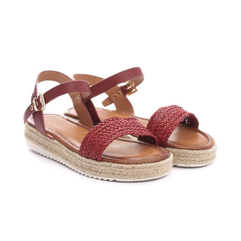 Women Flat Heel Buckle Espadrille Sandals Open Toe Casual Shoes