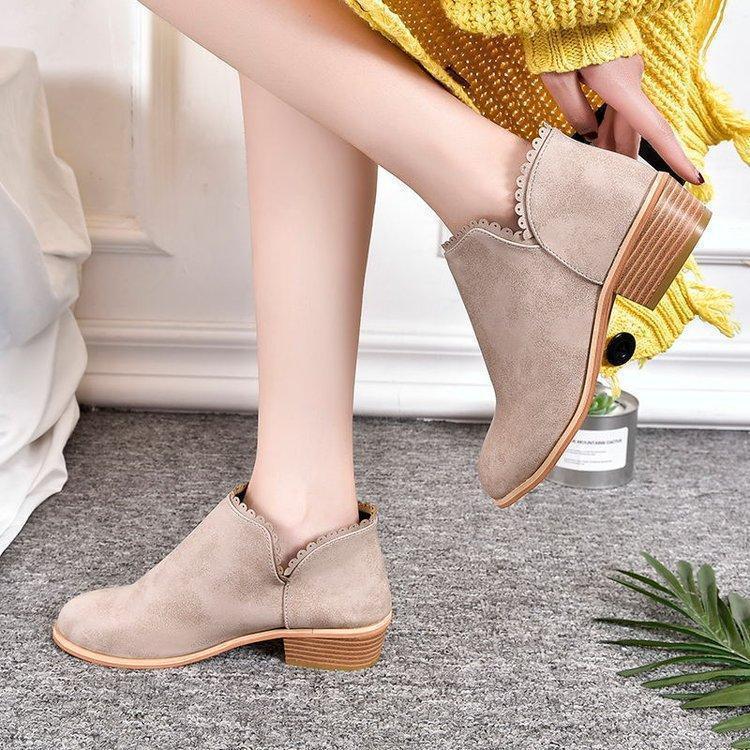 Women Booties Slip On Low Heel Ankle Plus Size Shoes