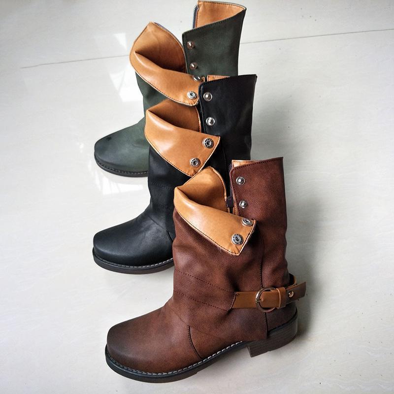 Women Daily Zipper Winter Low Heel Plus Size Boots